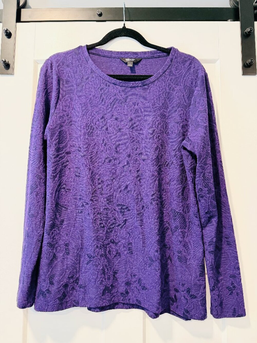 Simply Vera Wang Textured Purple Knit Long-Sleeve Tee Ladies Size Large